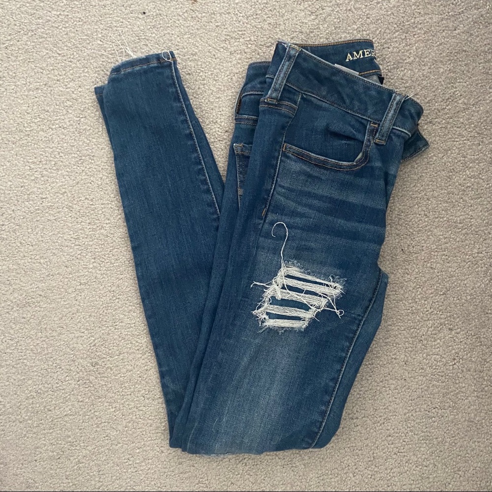 Blue skinny jeans